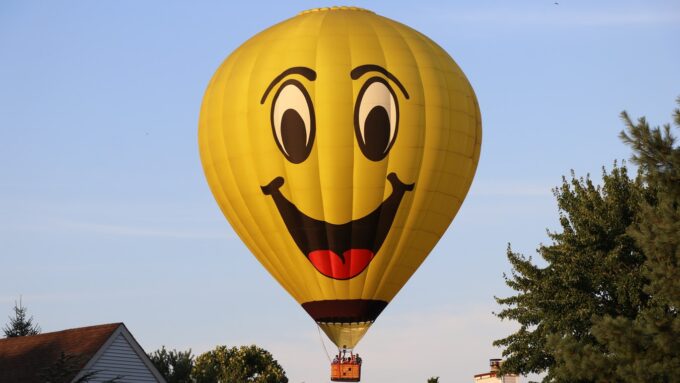 hot air balloon over home
