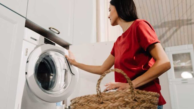woman clothes washing machine