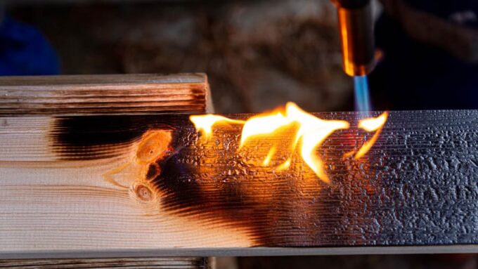 wood board being burned